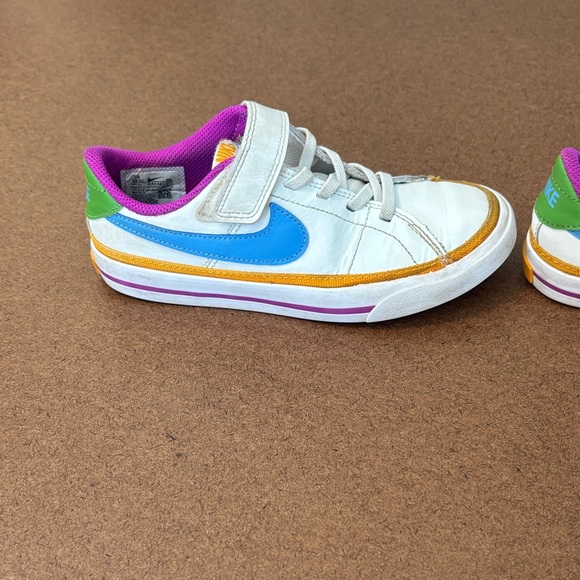 Nike Kids White Sneakers with Blue and Purple Accents - Picture 2 of 12